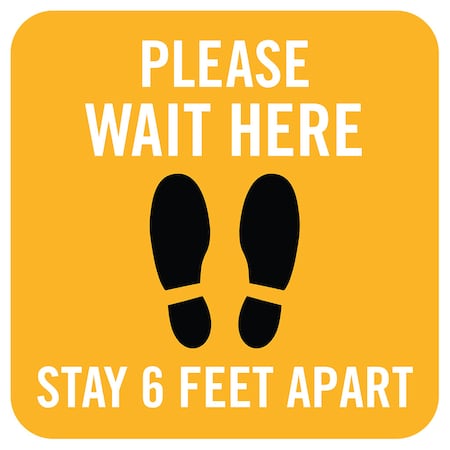 Please Wait Here, 6 Feet Apart, Yellow, 15, 8480Y